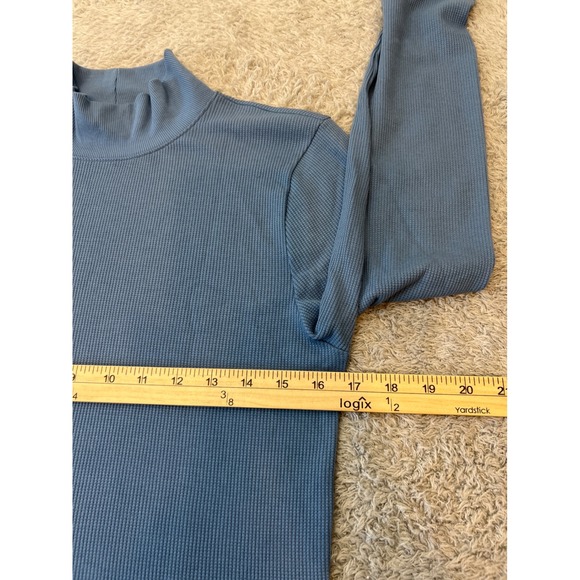 American Eagle Blue Ribbed‎ Mock Neck Long Sleeve Crop Top XL - Picture 4 of 8